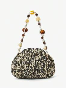 Maija Women Simple Casual Handbag, Suitable For Daily Use - Black and White - View 1