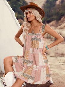 LanaWest Váy suông tay lỡ in họa tiết Bohemian nhiều màu dành cho nữ - Nhiều màu - Xem 6