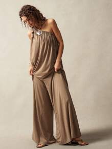 Bohemela BOHO Solid Color Knit Loose Asymmetrical Neck Women's Jumpsuit Women Summer Clothes Women Jumpsuits Casual Jumpsuits For Woman Women Jumpsuits