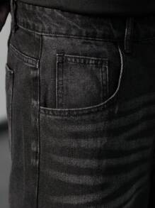 Claim Dot Men's Plus Size Black Denim Wide Leg Jeans With Zipper Detail And Long Length - Black - View 5