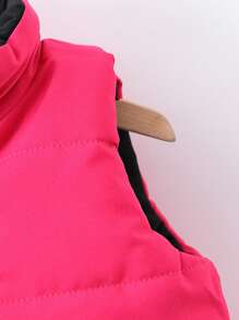 SHEIN Playful Pals 可双面穿的女婴拼色衬垫外套背心 - 彩色 - 查看 4