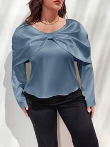 Firerie Große Größen Lässiges, elegantes Hemd mit Schleifendesign für Damen, geeignet für den Alltag, Herbst/Winter