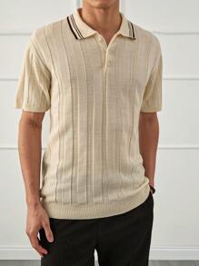 RueChic Camisa polo de punto informal y regular, con botones, para hombre