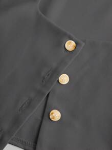 Girlism 两件套少女休闲日常通勤优雅灰色开衫西装外套搭配宽松阔腿裤套装，休闲日常两件套，女童套装，亲子装，校服，适合情人节、约会、聚会等场合。 - 灰色 - 查看 5