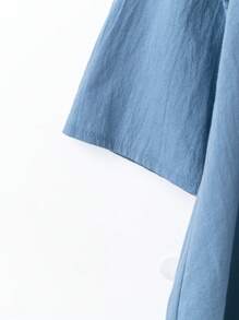 Rusticease Women's Solid Color Minimalist Fashion Blouse, Suitable For Summer - Blue - View 4