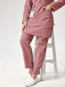 TaskEZ 1 套手术服上衣和裤子，纯色长袖，简约，夏季