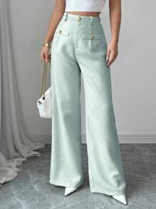 Chiquease Apricot Color Textured Fabric Casual Pants For Young Ladies, Suitable For Daily Wear, Office, And Family Gatherings In Autumn/Winter Women Clothing Pants Spring Pants For Women Bottoms Women Pants Woman Pants Fall Cloth For Women - Green - View 6