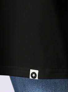 SUMWON Oversized T-Shirt Basic Casual Crew Neck Comfort Style Essential Youth Relaxed Fit Everyday Streetwear All Season Urban Fashion - Black - View 5