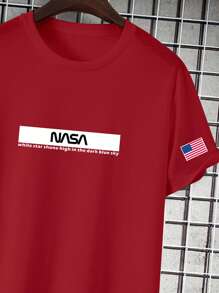 Manfinity Homme Men's Casual Minimalist Slogan Print Short Sleeve T-Shirt