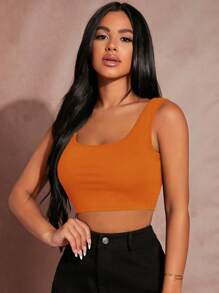 SHEIN SXY Áo ba lỗ không tay cổ vuông cỡ lớn cho nữ - trái cam - Xem 1