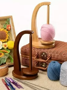1pc Wooden Yarn Holder For Knitting Crochet, Rotatable Yarn Holder With Twirling, Mechanism Spinning Yarn Holder For Knitting, Prevent Yarn Tangling & Winding, DIY Craft Knitting Supplies,Yarn Holder Gift For Knitting Craft Lovers Accessories Supplies