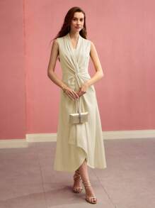 MOTF PREMIUM TWIST FRONT ZIPPER DRESS