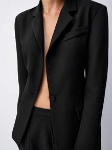 LYSMO 2025 New Arrival Spring/Summer Funnel Waist Fitted Suit - Black - View 8