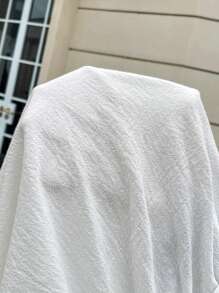 Siren Gaze Robe blanche, robe élégante à épaules dénudées et fente latérale de couleur unie pour dame - Blanc - Voir 7