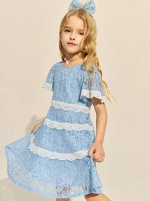 SHEIN Young Girls' & Elegant Blue Dress, Spring/Summer - Blue - View 6