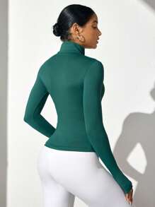 Lifespree Damen unifarbene Lässig Fitness Sport Jacke mit Reißverschluss Kragen und Langarm