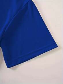 INAWLY Women Wing Slogan Round Neck Casual Short Sleeve T-Shirt - Blue - View 4