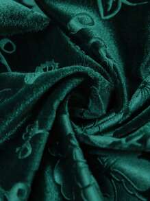 SHEIN Clasi Váy Maxi Ôm Eo Dài Jacquard Cổ Điển Mới Về 2025, Xuân/Thu - màu xanh lá - Xem 3