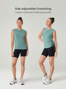 GLOWMODE Modal Silky Smooth Adjustable Drawstring Side Tank Top Daily Casual Wear - Kale Krush - View 3