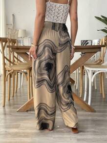 Franclia Plus Size Floral Print Elastic Waist Women Pants - Multicolor - View 2