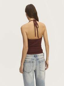 Nöista 女式吊带针织双金属扣节日服装 - 棕色 - 查看 2