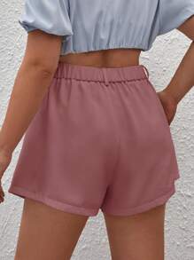 SHEIN Privé Pantalones cortos de talle alto de unicolor informales de talla grande