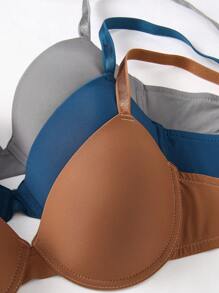 Conjunto de 7 piezas de sostenes con varillas cómodos y de un solo color para mujer - Multicolor - Ver 4