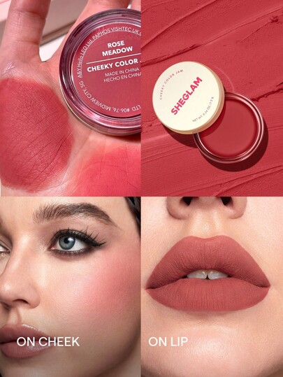 Cheeky Color Jam-Rose Meadow 6 Shades Multi-Use Cream Blush Lip Cream Matte Highly Pigmented Natural Blush Powder Face Makeup Red Blush Rare Brand Beauty Makeup Face Paint Cosmetic For Women Girls Perfect For Fall Winter Ideal For Y2K Fancy Fashion Suitable For Birthday Christmas Present Party Ready Best Color