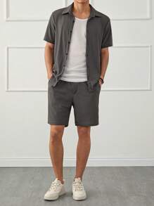 RueChic Men Textured Fabric Regular Shirt Set - Grey - View 5