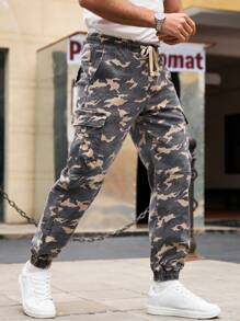 Manfinity Homme Jeans holgados de camuflaje con pierna entallada para hombres