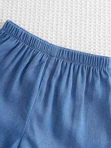 Cozy Pixies 2pcs/Set Baby Boy Contrast Color Polo Collar Short Sleeve Top And Elastic Waist Shorts