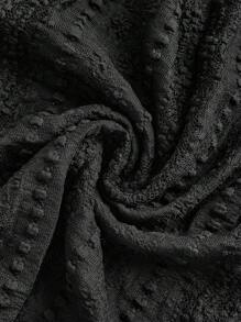 SHEIN MOD Mock Neck Flounce Sleeve Lace Black See-Through Flared Cuffs With Cropped Tee