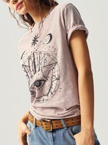 Bohemela Boho Women Casual Solid Color Knit Round Neck Short Sleeve Loose Wash T-Shirt, Graphic Tee - Apricot - View 6