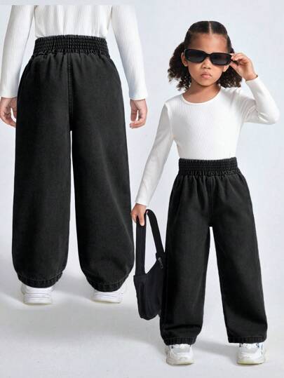 Sparklyn Young Girls' Simple Stylish Sweet Ditsy Floral Pocket Snug Fit Flared Jeans, School, Campus, College