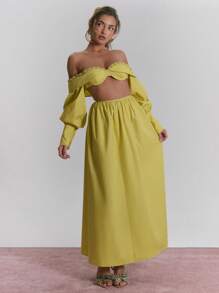 MUSERA Váy Maxi Co Giãn Dệt Chân Váy Co Giãn Phục Sinh Boho Hippie Bohemian Mùa Hè Dễ Thương Thường Ngày Tinh Tế Đồng Cỏ Sang Trọng Thanh Lịch - Màu vàng - Xem 2