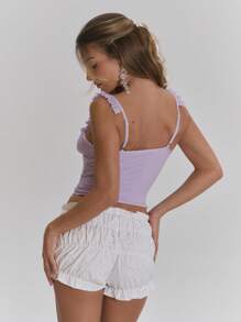 MUSERA 网眼衬里荷叶边吊带背心，适合嘉年华、节日和春夏穿着 - 紫色 - 查看 5