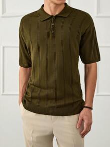 RueChic Camisa polo de punto de hombre con botones para uso casual y de negocios