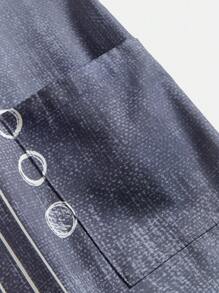 EMERY ROSE Camisa Casual com Botões, Manga Curta e Gola Redonda, Plus Size, Estilosa para o Verão, Roupas de Verão, Conjunto de Férias para Mulher / Férias, Roupas Boho para Mulheres - Cinza - Visão 6