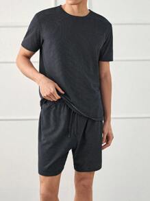RueChic Ensemble de t-shirts réguliers pour hommes avec imprimé de rayures spéciales et patchs