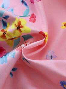 SHEIN Baby Girl Vacation Floral Print Casual Strap Dress Girls Summer Dress Toddler Girl Dress Summer Baby Girl Summer Dress - Pink - View 6