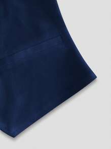 INAWLY Women's Solid Color Single-Breasted V-Neck Casual Vest Jacket - Blue - View 4