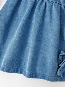 Souflis Souflis Baby Girls Casual Fashion Denim Bow Decor Sweet Strap Dress, Suitable For Summer Outdoor Party