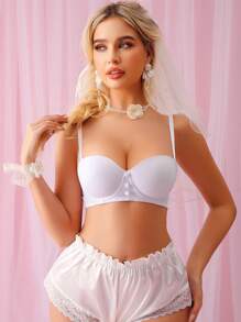 Wedding Strapless Non-Slip Non-Falling Invisible Backless Minimizer Bra, Lift And Enhance Small Bust, One Piece - White - View 7