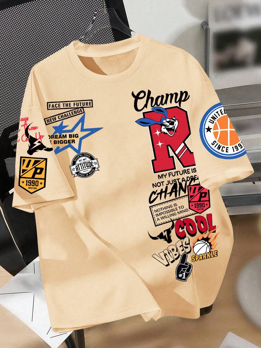 SHEIN Leap Crew Tween Boy Casual Simple Short Sleeve Crew Neck T-Shirt, Suitable For Summer - White - View 1