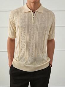 RueChic Camisa polo regular de malha gráfica masculina da moda de verão