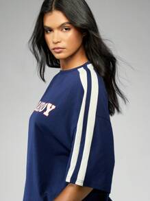 Missguided x Playboy Camiseta holgada con logo de marca de estilo universitario