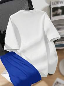 SHEIN Leap Crew Teen Boys 2pcs Set Casual Plain Short Sleeve Round Neck T-Shirt And Shorts For Summer - Multicolor - View 2