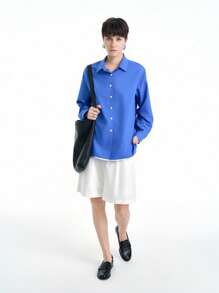 SHEIN Clasi Women's New Casual Loose High-Quality Long Sleeve Shirt Fall Cloth For Women - Blue - View 3