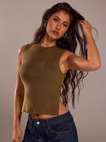 Forever 21 Áo vest hở lưng gợi cảm không tay mùa hè mới cho nữ, phong cách đường phố - màu nâu - Xem 3
