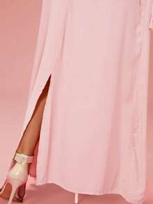 SHE(IN) BRASIL Solid Stereo Floral Cami Dress - Pink - View 5